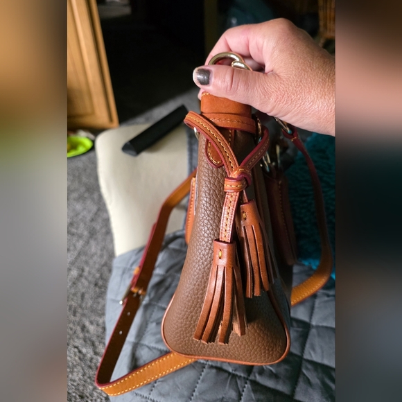 Dooney & Bourke Tan and Brown Leather Satchel - Picture 8 of 8